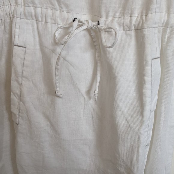 Royal Robbin’s White V-Neck Roll Sleeve Drawstring Waist Dress - Medium - Picture 7 of 13